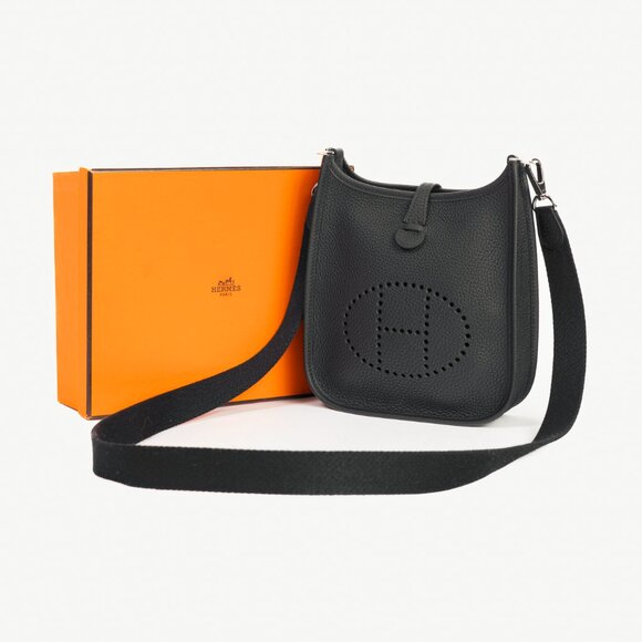 Hermes Evelyne TPM Noir Taurillon Clemence Leather Shoulder Bag - Picture 15 of 15